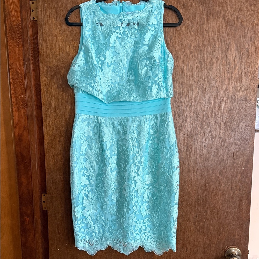 ANTONIO MELANI Blue Lace Midi Dress